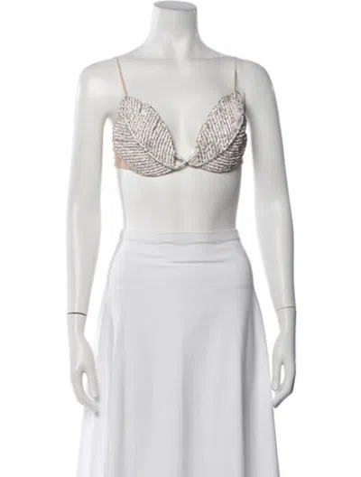 Pre-owned Nué V-neck Sleeveless Sports Bra W/ Tags In White