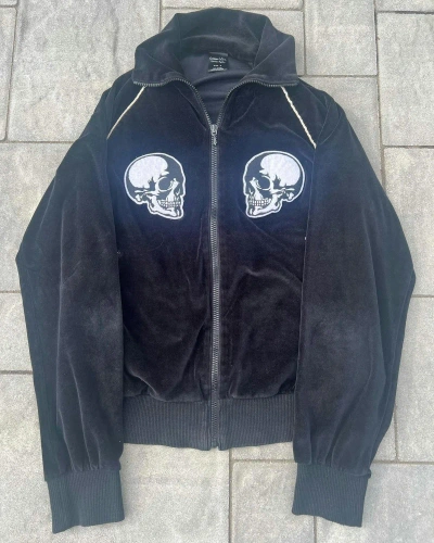 Pre-owned Number N Ine Ss04 Number Nine Velour Skull Track Jacket In Black