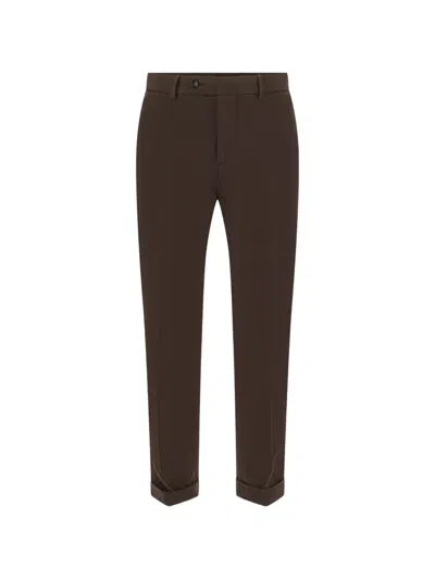 Numero00 Turn-up Cuff Tapered Trousers In Brown