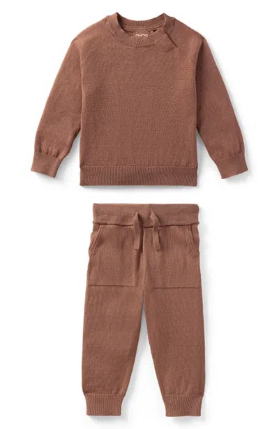 Nuna Babies'  Supima Cotton 2-piece Sweater Set In Brown