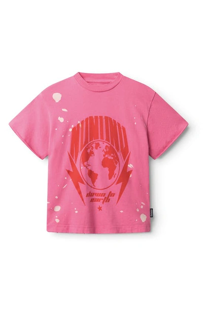 Nununu Kids' Down To Earth Graphic T-shirt In Hot Pink