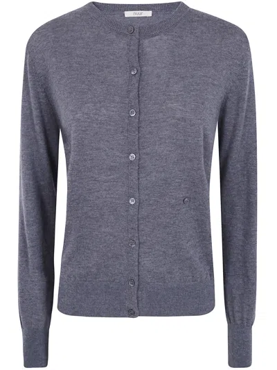 Nuur Korean Double Breasted Cardigan In Gray