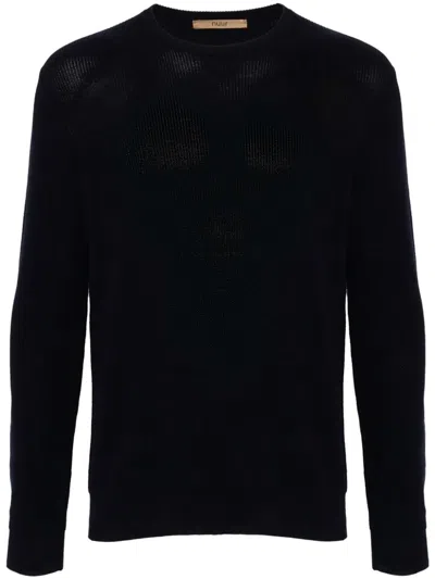 Nuur Long Sleeves Crew Neck Ribbed Sweater In Blue