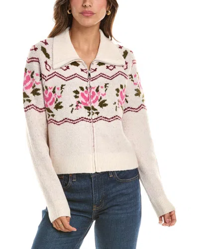 Nvlt Raglan Sleeve Zip Up Cardigan In White