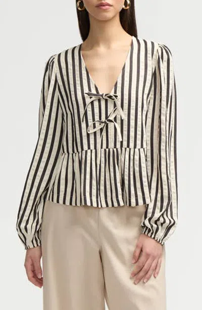 Nvlt Tie Peplum Top In Black