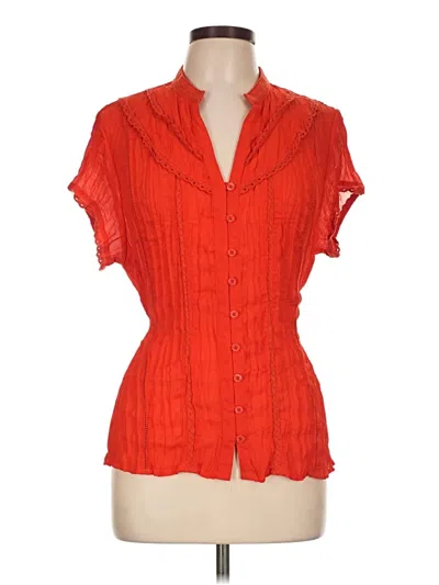 Pre-owned Ny Collection Short Sleeve Blouse In Red