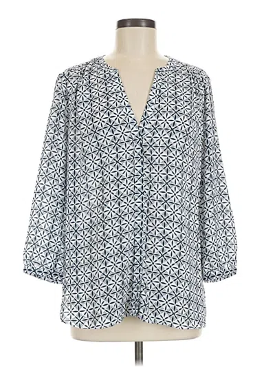Pre-owned Nydj 3/4 Sleeve Blouse In Blue