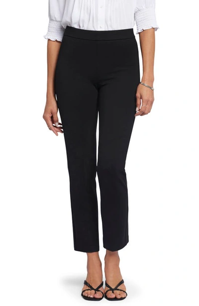 Nydj Pull-on Ankle Straight Leg Trousers In Black