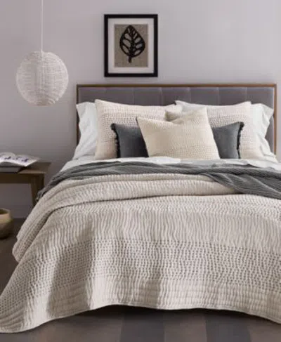 Oake Pick Stitch Coverlet Set Exclusively For Macys In Grey,navy