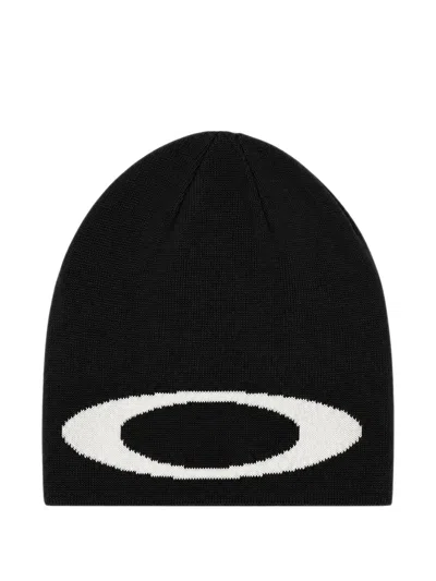 Oakley Ellipse Logo-intarsia Beanie Hat In Black