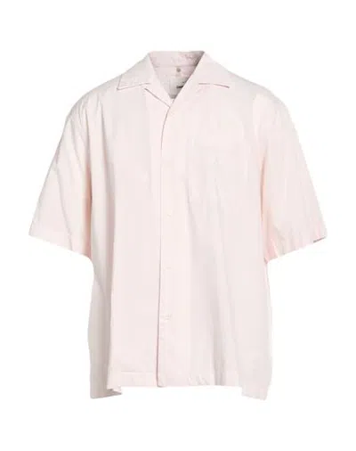 Oamc Man Shirt Pink Size Xs Cotton, Silk In Black