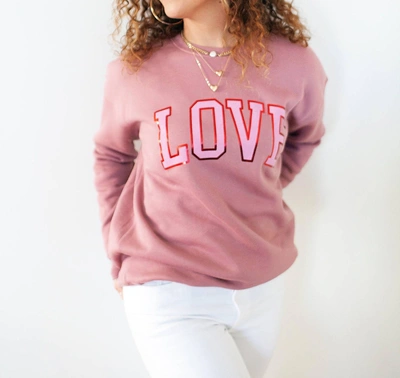 Oat Collective Love Graphic Sweatshirt In Mauve In Pink