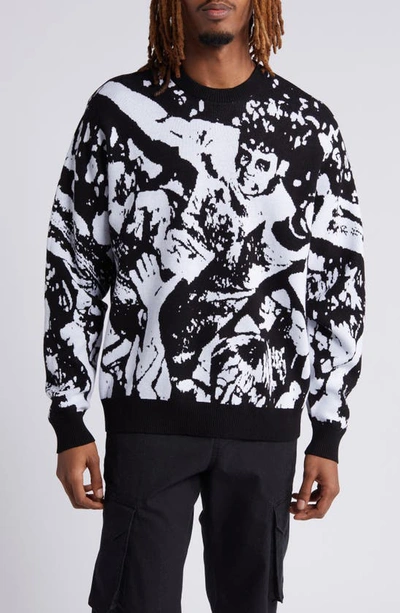 Obey Crowd Surfing Sweater In Black/white