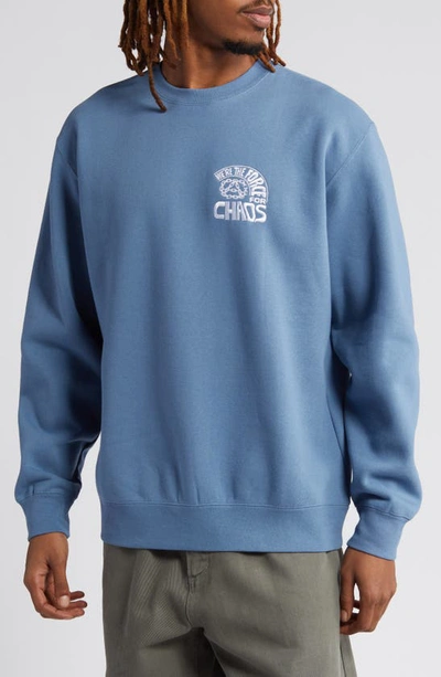 Obey Force For Chaos Embroidered Crewneck Sweatshirt In Coronet Blue