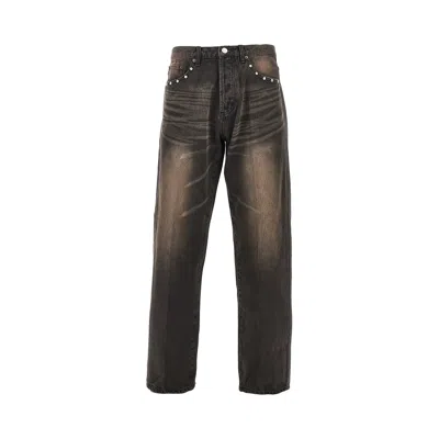 Obey Studded Boxcar Straight Leg Jeans In Brown