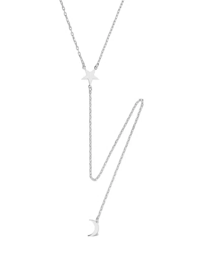 Obsidian Star Moon Pendant Necklace In Silver