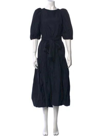Pre-owned Odeeh Crew Neck Midi Length Dress In Blue