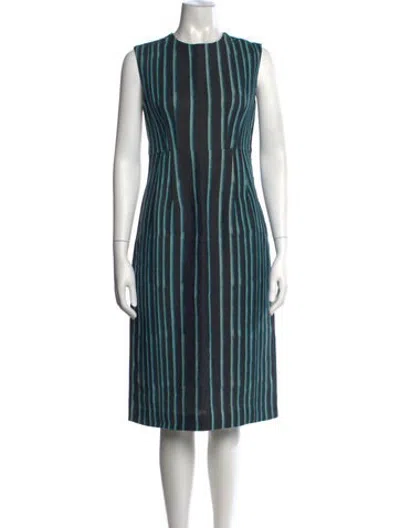 Pre-owned Odeeh Linen Knee-length Dress In Blue