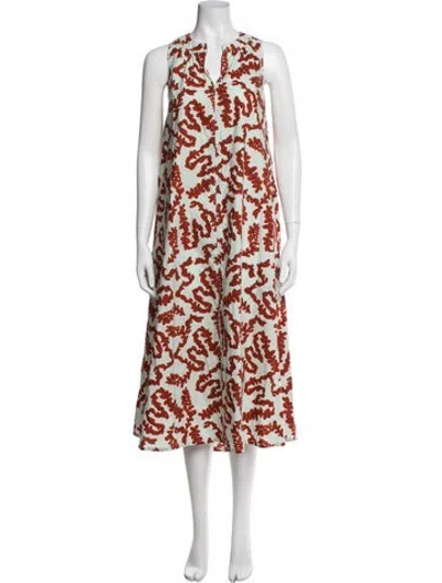 Pre-owned Odeeh Printed Long Dress In Orange