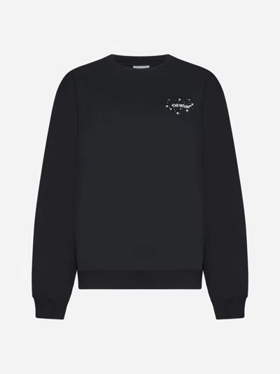 Off-white Bling Stars Arrow Cotton Sweatshirt In Black