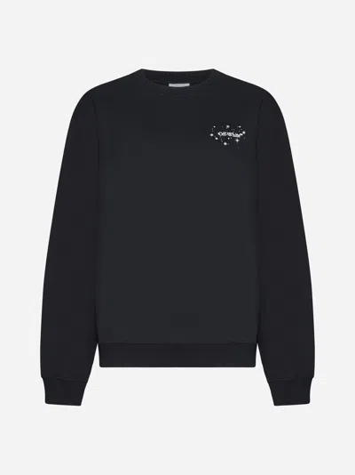 Off-white Bling Stars Arrow Cotton Sweatshirt In Black,white