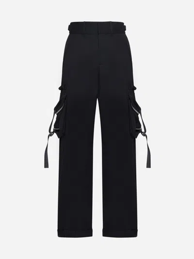 Off-white Cotton Cargo Trousers In Black