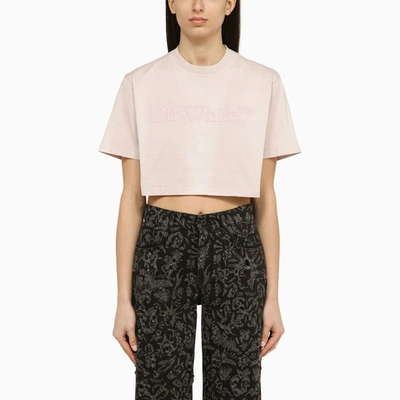 Off-white Off White™ Cropped Cotton T Shirt With Logo In Pink