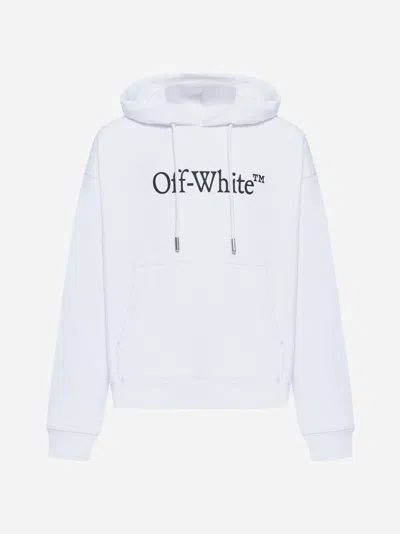 Off-white Logo Cotton Hoodie In White,black