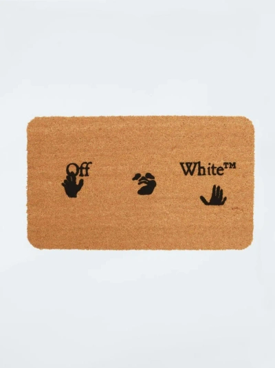 Pre-owned Off-white Logo-print Doormat In Orange