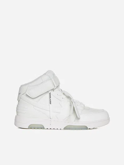 Off-white Out Of Office Mid-top Leather Sneakers In White