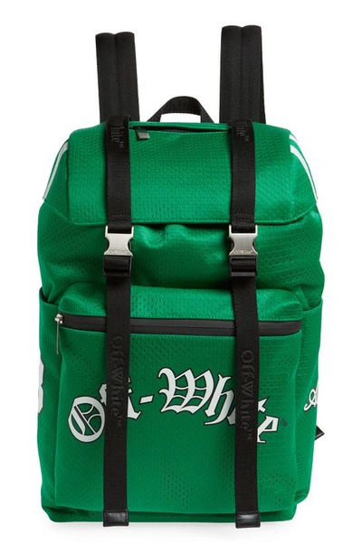 Off-white Outdoor Hike Baseball Logo Mesh Backpack In Green White