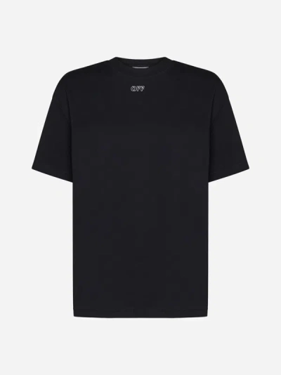 Off-white Stitch Arrow Cotton T-shirt In Black,white