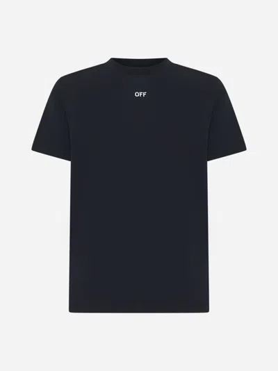 Off-white Stitch Arrow Cotton T-shirt In Black,white