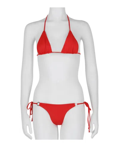 Off-white Tie Bikini Set In Red