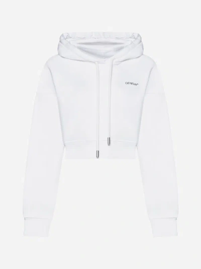 Off-white Xray Arrow Cotton Crop Hoodie In White,multicolor