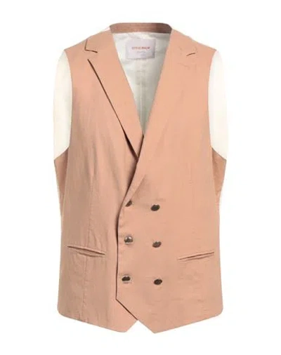 Officina 36 Man Tailored Vest Camel Size Xl Linen, Viscose In Beige