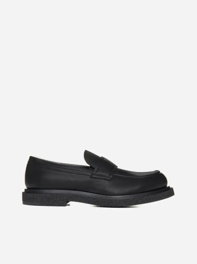 Officine Creative Tonal 012 Leather Penny Loafers In Black