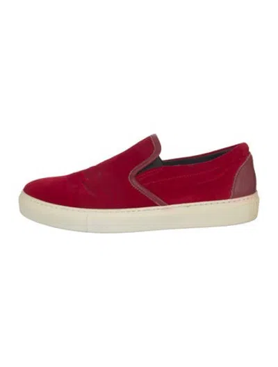 Pre-owned Officine Creative Velvet Leather Trim Embellishment Sneakers In Red