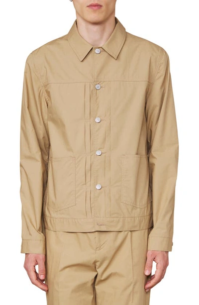 Officine Generale Leo Organic Cotton Poplin Jacket In British Khaki