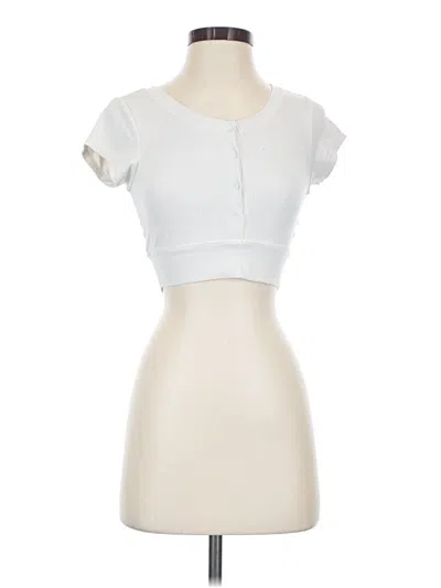 Pre-owned Offline By Aerie Short Sleeve Top Ivory Sweetheart Neckline Tops