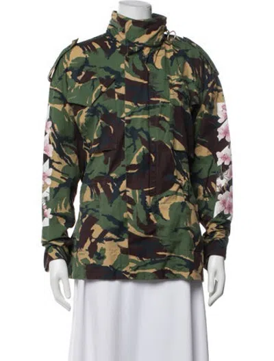 Pre-owned Off-white 2017 Camouflage Print Utility Jacket In Green