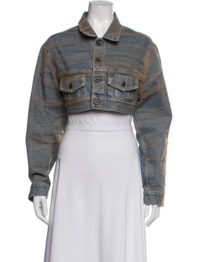 Pre-owned Off-white 2017 Striped Denim Jacket In Blue