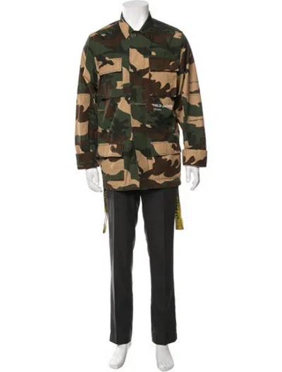 Pre-owned Off-white 2018 Camouflage Print Utility Jacket In Green