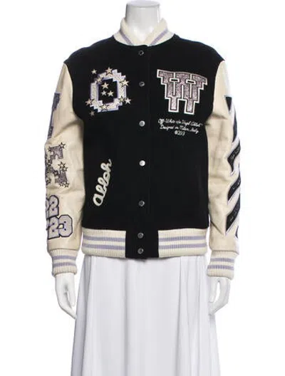 Pre-owned Off-white 2023 Virgin Wool Bomber Jacket In Black