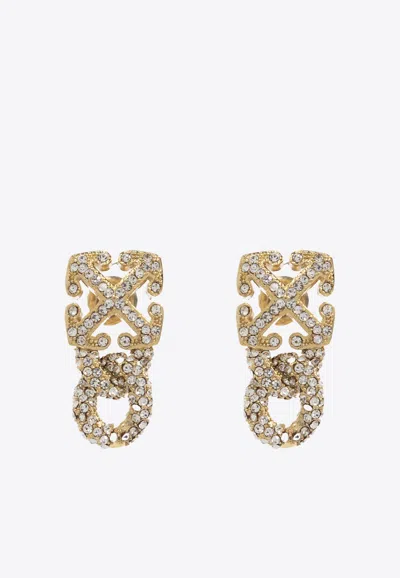 Off-white Arrow Drop Earrings In Gold
