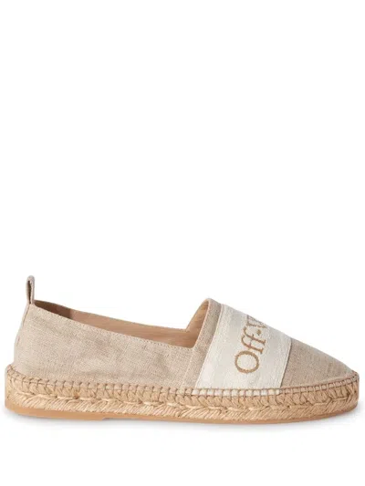 Off-white Bookish Espadrilles Aus Canvas In Neutrals
