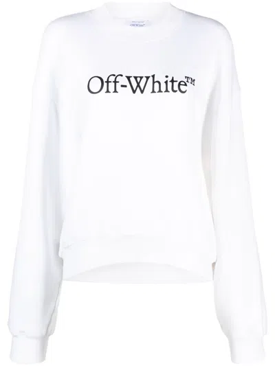 Off-white Bookish Logo-print Cotton Sweatshirt In White