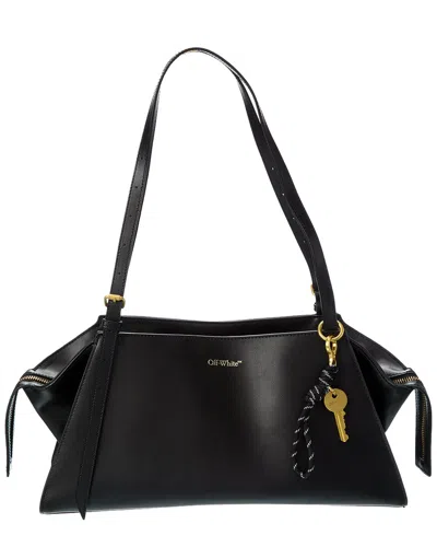 Off-white ™ Boxy Leather Shoulder Satchel In Black