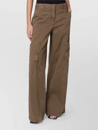Off-white Cotton Wide-leg Cargo Trousers In Brown