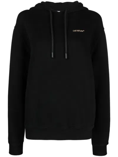 Off-white Diag Stripe-print Cotton Hoodie In Black Beige